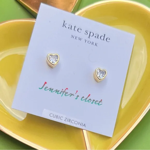 NWT ♠️ Kate Spade Cz Heart Stud Earrings - Picture 6 of 8